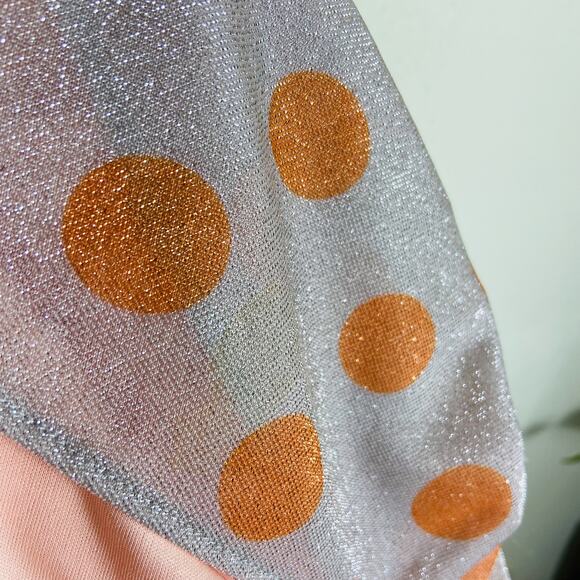 Anthropologie Eva Franco Sweetwater Wrap Top Size S Metallic Silver Polka Dot - Picture 13 of 14